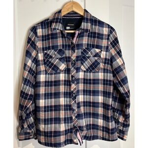 Marmot Womens Plaid Flannel Button Down Shirt Large L/G L travel‎ layering